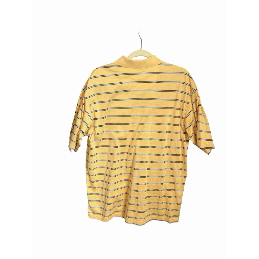St. Andrews of Scotland Mens Short Sleeve Golf Polo Shirt Size M Yellow Striped - Picture 2 of 9